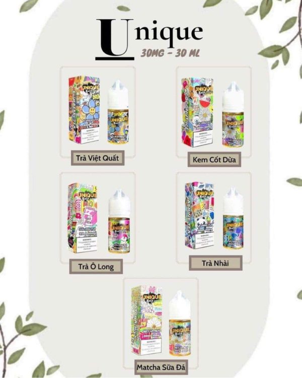 Unique juice Tinh dầu Unique Tea Juice Saltnic 30/50MG (13 Vị) Tuyệt vời