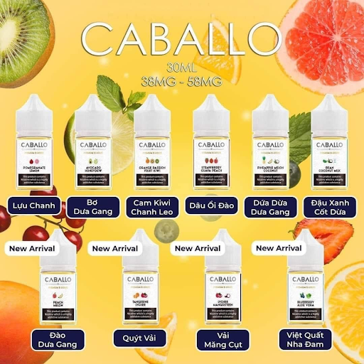 Tinh Dầu Caballo Juice Saltnic 38/58MG (12 vị)